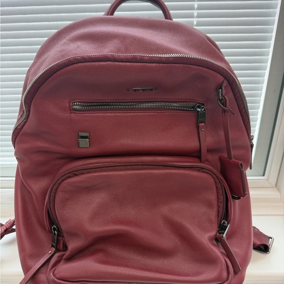 Tumi Men's Wine Red Leather Backpack
